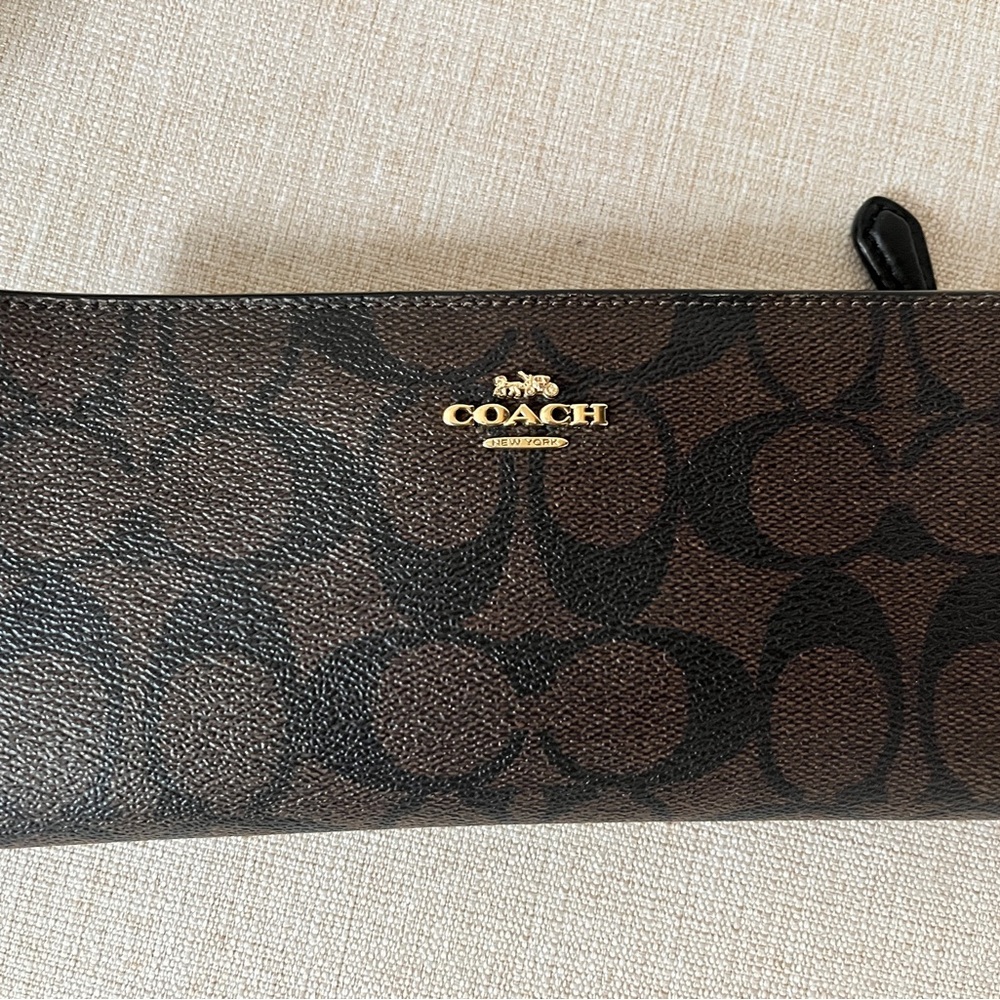 Coach Black and Brown Signature Wallet
